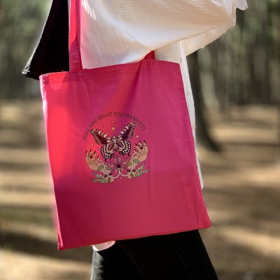 Hesna Natural Bez Çanta - Pembe Baskılı