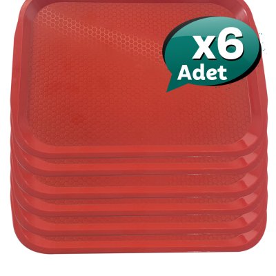 6'lı No1 Fast Food Tepsi 27 X 36 cm - Kırmızı