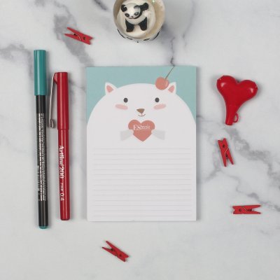 White Love Bear - Notepad