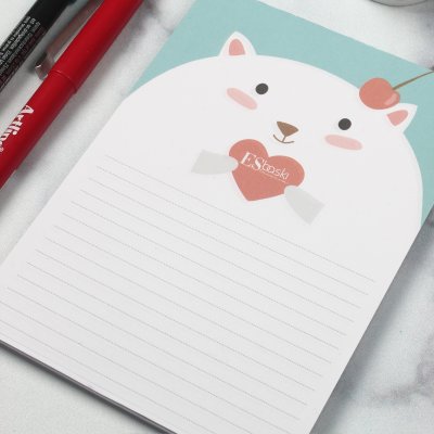 White Love Bear - Notepad