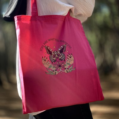 Hesna Natural Bez Çanta - Pembe Baskılı